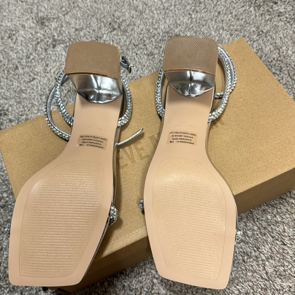 Steve Madden Vacate Heeled Sandals - Rhinestone Embellished Square Toe Stiletto